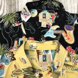 Kahala XXL Hawaiian Shirt Lot of 2 Black/yellow